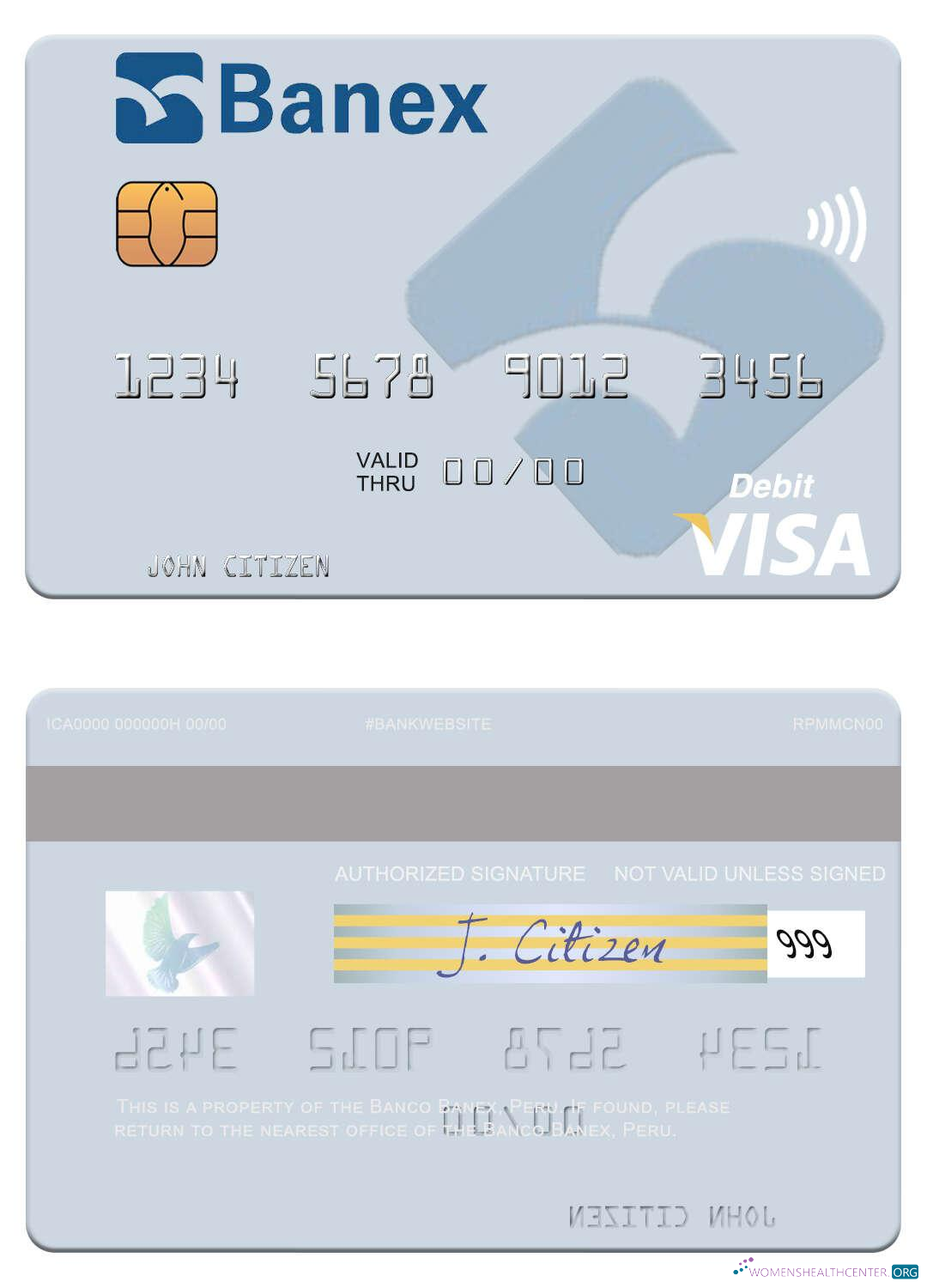 Download Peru Banco Banex visa debit card Photoshop template